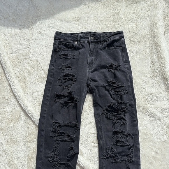 American Eagle Black Distressed Hi-Rise Jegging – Size 0 | Edgy Everyday Style - Picture 2 of 11